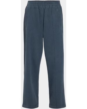 Brunello Cucinelli Smooth Cotton Fleece Ankle Sweatpants - Blue