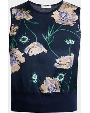 Erdem Floral Merino Wool Sleeveless Top - Blue
