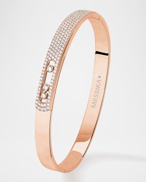 Messika Move 18k Rose Gold 3-diamond Bangle, Size M - Natural