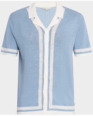 Onia Linen Knit Camp Shirt - Blue