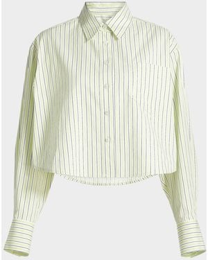 10 Crosby Derek Lam Evelina Striped Boxy-Fit Crop Shirt - White