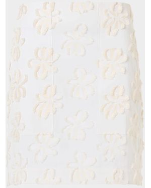 Akris Punto 3D Flower Jacquard Cotton Poplin Mini Skirt - White