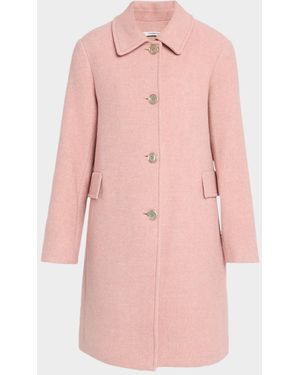Fleurette Textured Wool-Blend Straight Coat - Pink