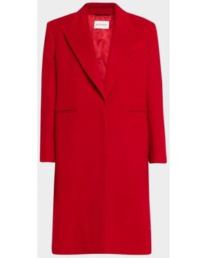 Givenchy Single-Breasted Mid-Length Wool Coat - Red
