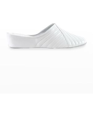 Jacques Levine Two-Tone Metallic Quilted Slippers - White