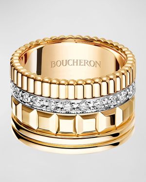 Boucheron Quatre Radiant Edition 18K Ring With Diamonds, Eu 58 Us 8.25 - Metallic