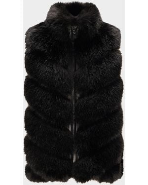 Lyla Grant Fur-Free Quilted Faux Fox Vest - Black
