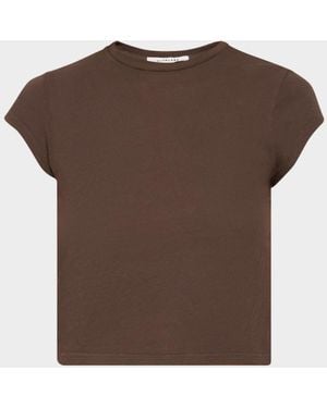 SLVRLAKE Denim Cap-Sleeve Cotton T-Shirt - Brown