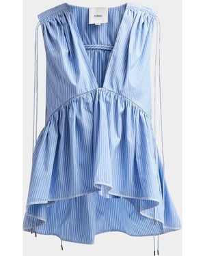 AKNVAS Lamia Striped Poplin Top - Blue