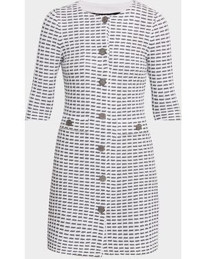 Misook Two-Tone Tweed Knit Sheath Dress - White