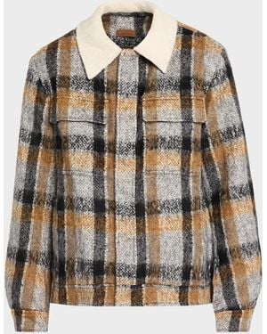 Jonathan Simkhai Apos;S Ford Brushed Plaid Trucker Jacket - Brown
