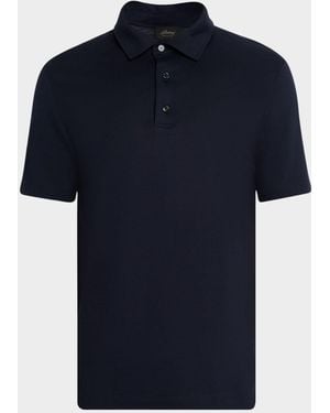 Brioni Cotton And Cashmere Polo Shirt - Blue