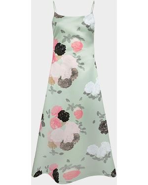 BERNADETTE Nicole Floral Satin Midi Dress - White