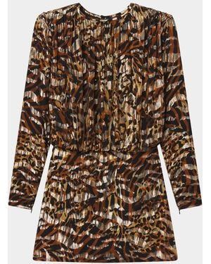 FRAME The Pleated Bubble Mini Dress - Brown