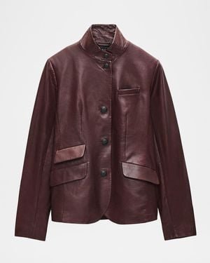 Rag & Bone Slade Leather Blazer - Purple