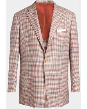 Kiton Apos;S Multi-Check Cashmere And Silk Blazer - Pink