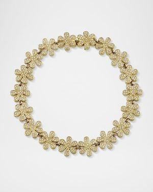 Sydney Evan 14K Diamond Pave Daisy Eternity Bracelet - Metallic