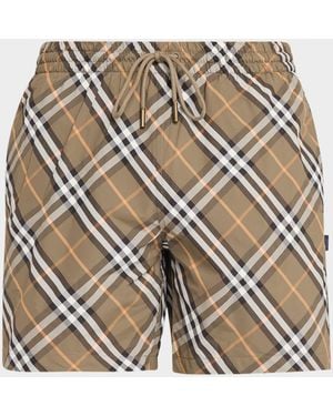 Burberry Apos;S Signature Check Swim Trunks - Gray