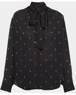 A.L.C. Vivi Embellished Tie-Neck Blouse - Black