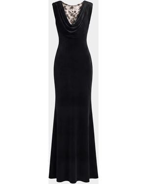 Mac Duggal Embellished Velvet Mermaid Gown - Black