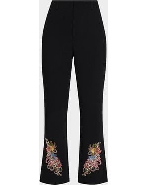 Cinq À Sept Floral Border Cropped Pants - Black