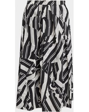 Dries Van Noten Soni Abstract-Print Pleated Cotton Midi Skirt - White