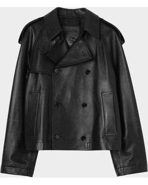 Burberry Apos;S Leadenham Double-Breasted Leather Jacket - Black