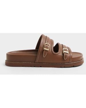 Jonathan Simkhai Aura Leather Pool Slide Sandals - Brown