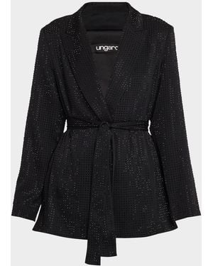 Emanuel Ungaro Rhinestone Wrap-Front Jacket - Black