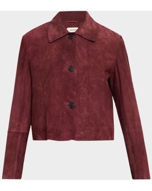 Arma Button-Down Suede Jacket - Red