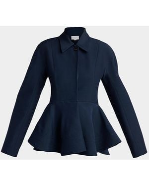 Stella McCartney Dolman-Sleeve Wool Peplum Jacket - Blue