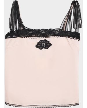 Marc Jacobs Ribbon-Strap Satin Tank Top - Pink