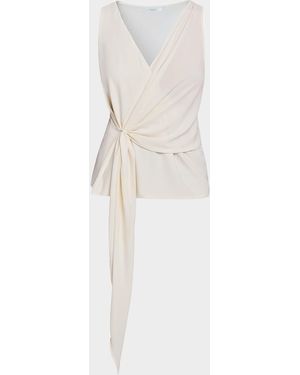 Santorelli Danna Sleeveless Crepe Wrap Top - White