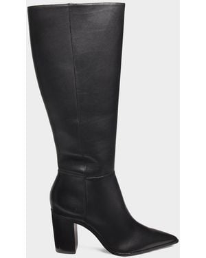 SCHUTZ SHOES Mikki Up Leather Block-Heel Knee-High Boots - Black