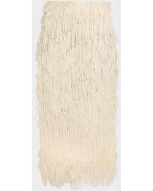 Co. Fringe Raffia Midi Skirt - Natural