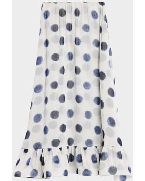 MISA Los Angles Hope Polka-Dot Chiffon Maxi Skirt - White