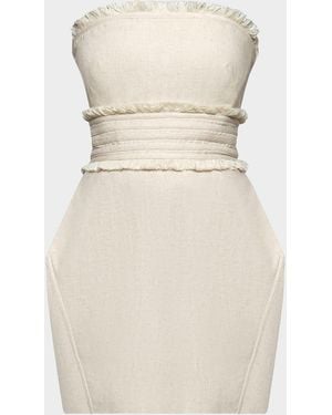 Et Ochs Elettra Strapless Fringe-Trim Mini Dress - Natural