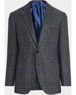 Cesare Attolini Apos;S Windowpane Wool Two-Button Jacket - Blue