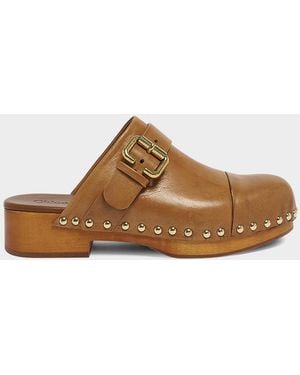 Chloé 40Mm Jeannette Leather Clogs - Brown