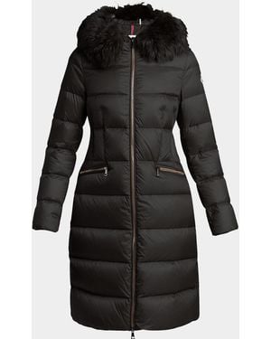 Moncler Boedic Long Down Coat With Detachable Shearling Trim - Black