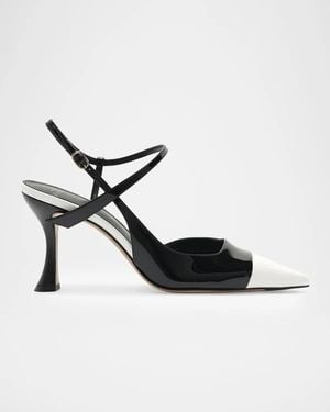 Alexandre Birman 85Mm Tita Wrap Patent Leather Cap-Toe Pumps - Black