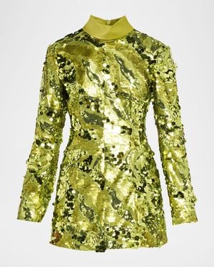 AKNVAS Toni Sequined Mini Dress - Green