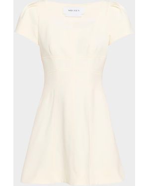 McQueen Square-Neck Short-Sleeve Mini Day Dress - Natural