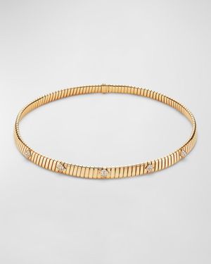BVLGARI 18K Tubogas Diamond Choker Necklace - White