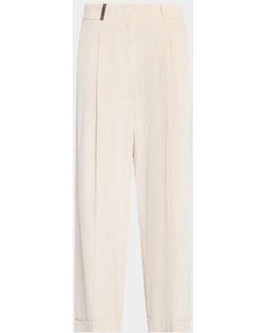 Peserico Cropped Straight-Leg Pants - White