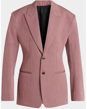 Bottega Veneta Oversized Wool-Linen Single-Breasted Jacket - Pink