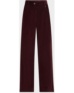 Brunello Cucinelli Cotton Corduroy Straight-Leg Pants - Purple