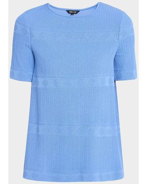 Misook Crewneck Geometric-Knit Tunic - Blue