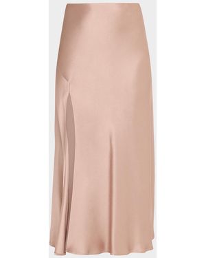 LAPOINTE Satin Bias Slit Midi Skirt - Pink