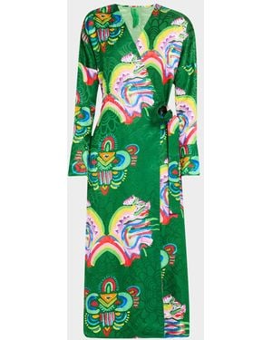 Rianna + Nina Maggie Fantasia Print Wrap Dress - Green